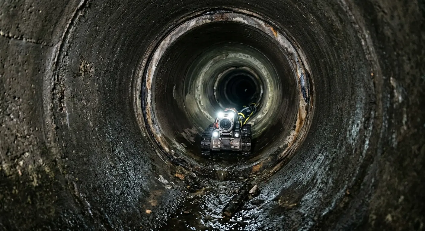 Robotic sewer camera inspecting pipe interior for Sewer Line Cleaning in Key Largo